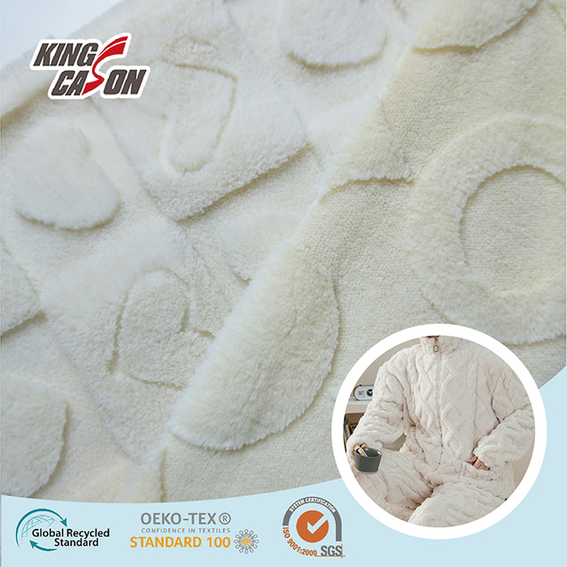 Kingcason 10mm White Carving Heart Fashion Jacket Fabric Faux Fur Fabric