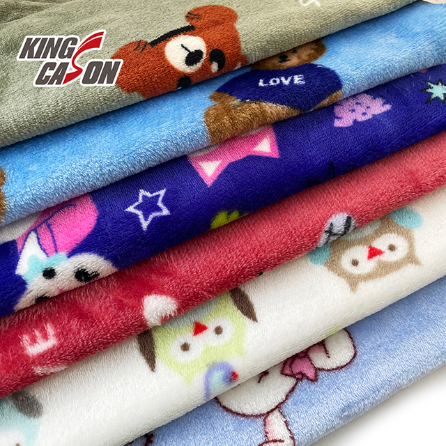 Kingcason Cartoon Animals Double Faced Flannel Fleece Fabric