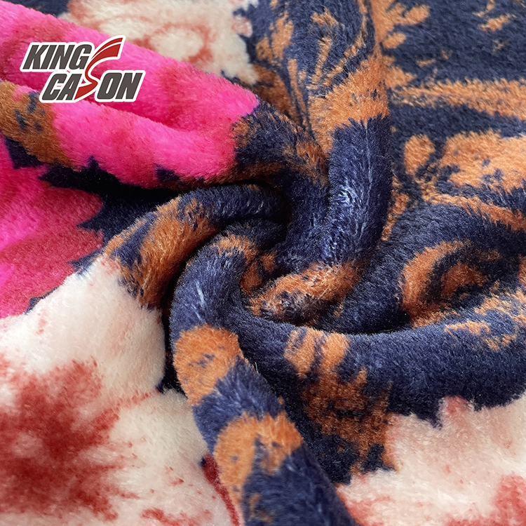 Kingcason Floral Printed Two Sides Brushed Flannel Fleece Fabric