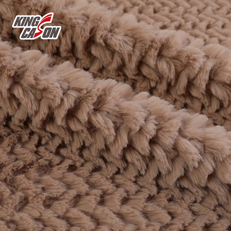 Kingcason Plain Jacquard One Side Brush Faux Fur Fabric