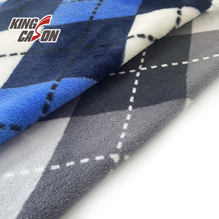 Kingcason Geometric Diamond Lattice Printing Double Face Flannel Fabric
