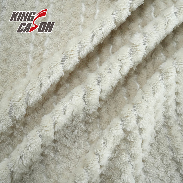 Kingcason White Jacquard Two Sides Flannel Fleece Fabric