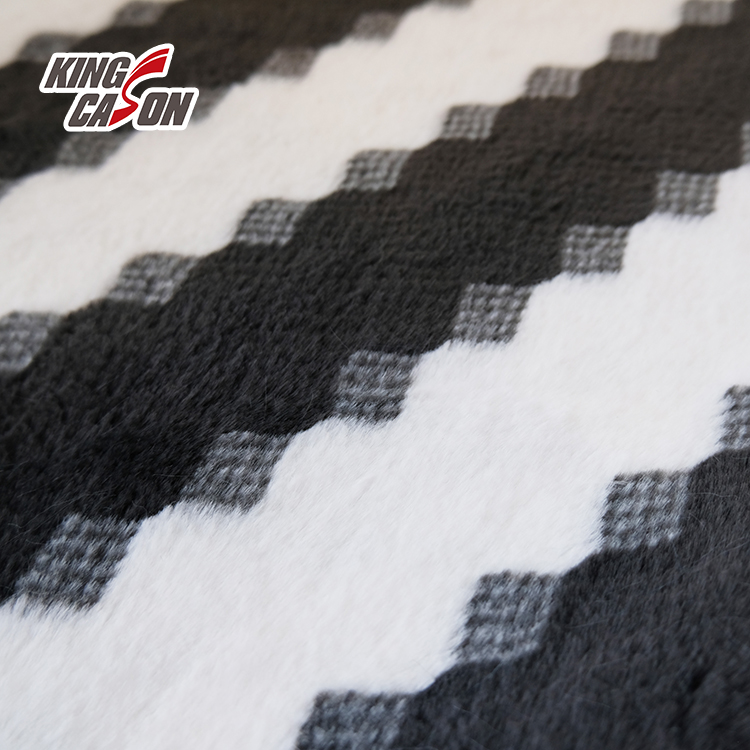 Kingcason Black and White Stripe Printing 10mm Faux Fur Fabric