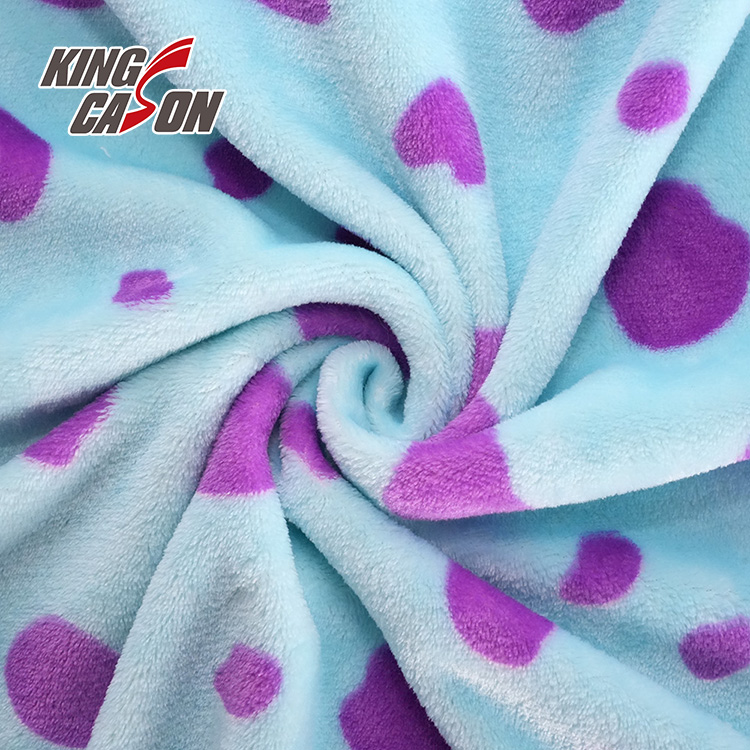 Kingcason Blue Sullivan Pattern Dot Printing Double Sides Flannel Fleece Fabric
