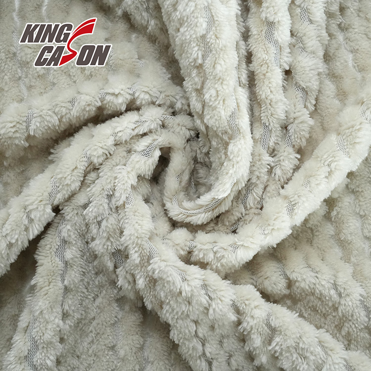 Kingcason White Jacquard Two Sides Flannel Fleece Fabric