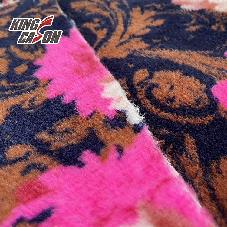 Kingcason Floral Printed Two Sides Brushed Flannel Fleece Fabric