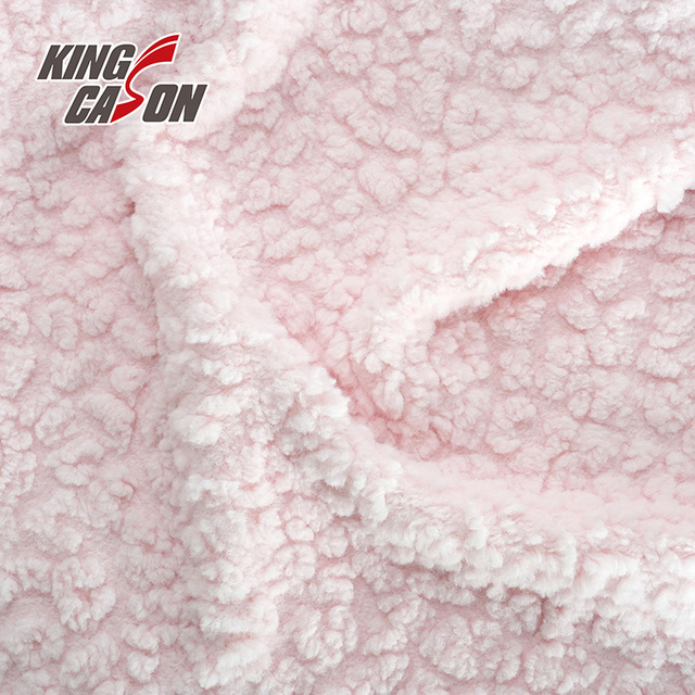 Kingcason Light Pink One Side Cozy Berber Fleece Fabric