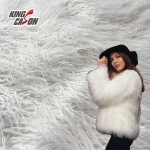 White 70mm Down Curly Fake Fur Fabric