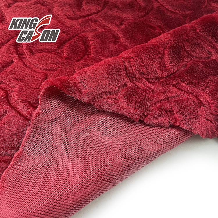 Kingcason Red One Side Embossed 300g Flannel Fleece Fabric