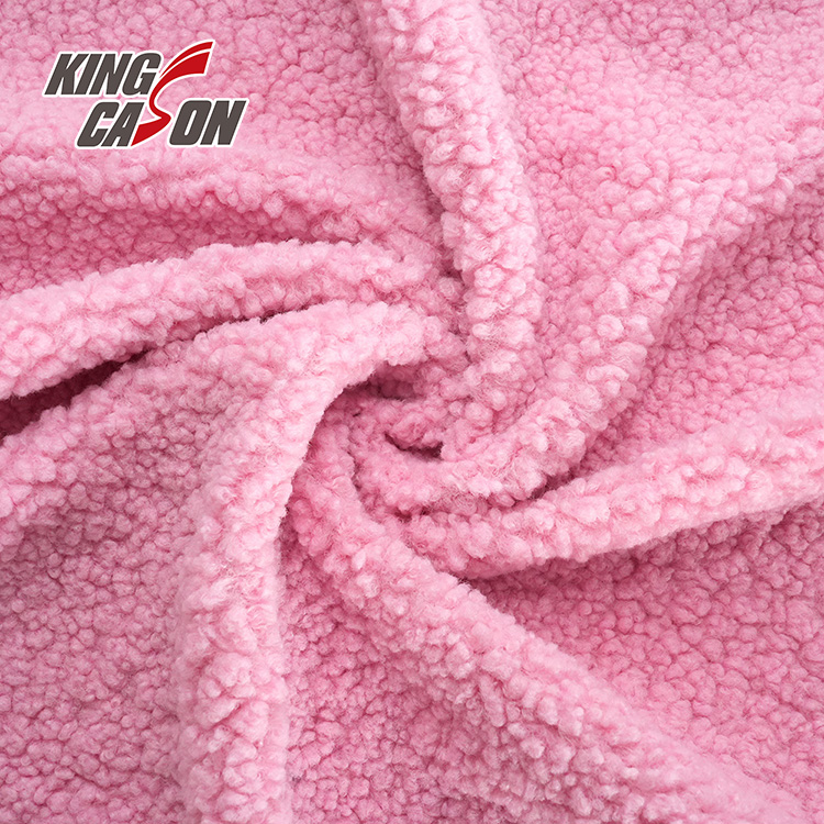 Kingcason Pink One Side 270g Sherpa Fleece Fabric