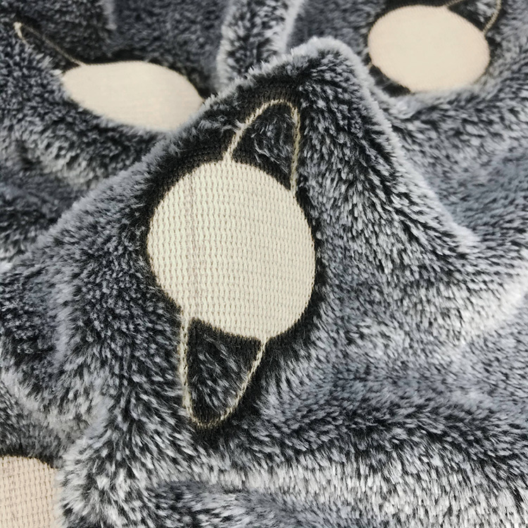 Planet Print Dark Grey Glow in The Dark Flannel Fleece Fabric 