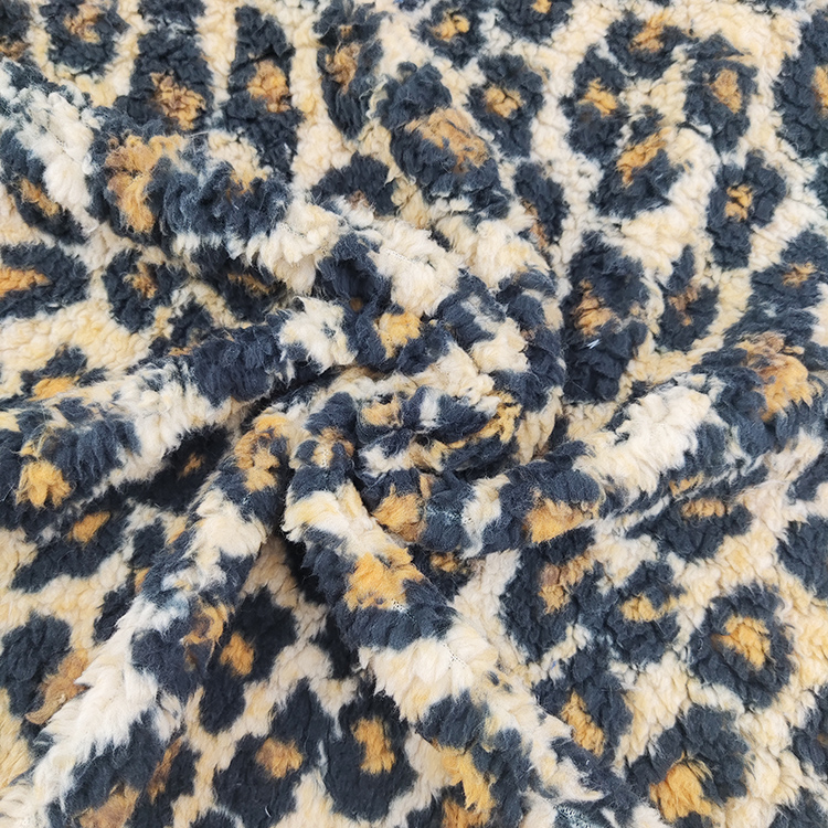 Leopard Printed Warm Sherpa Fleece Fabric