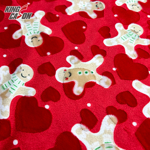 Kingcason Red Gingerbread Man Christmas Flannel Fleece Fabric