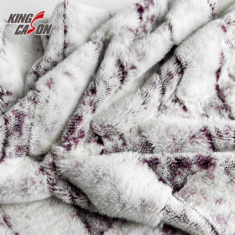 Kingcason White Back Print Faux Rabbit Fur Fabric