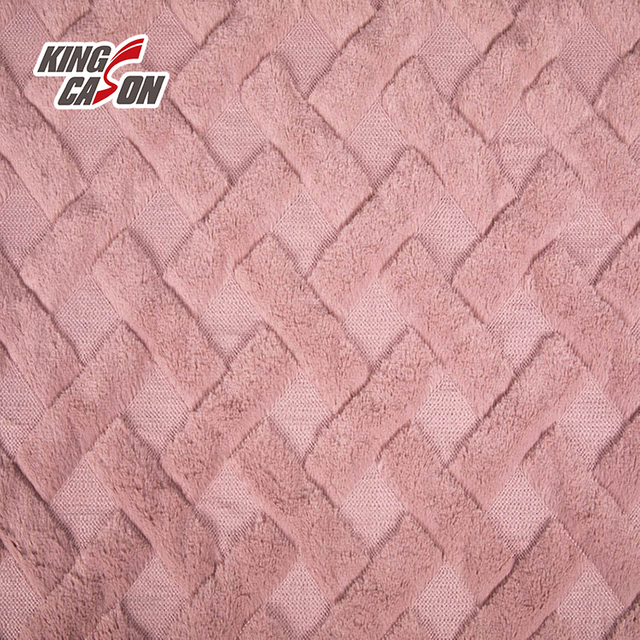 Kingcason Pink Carving Rhombic Fake Fur Fabric
