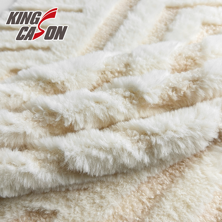 Kingcason White Sherpa Jacquard Faux Fur Fabric