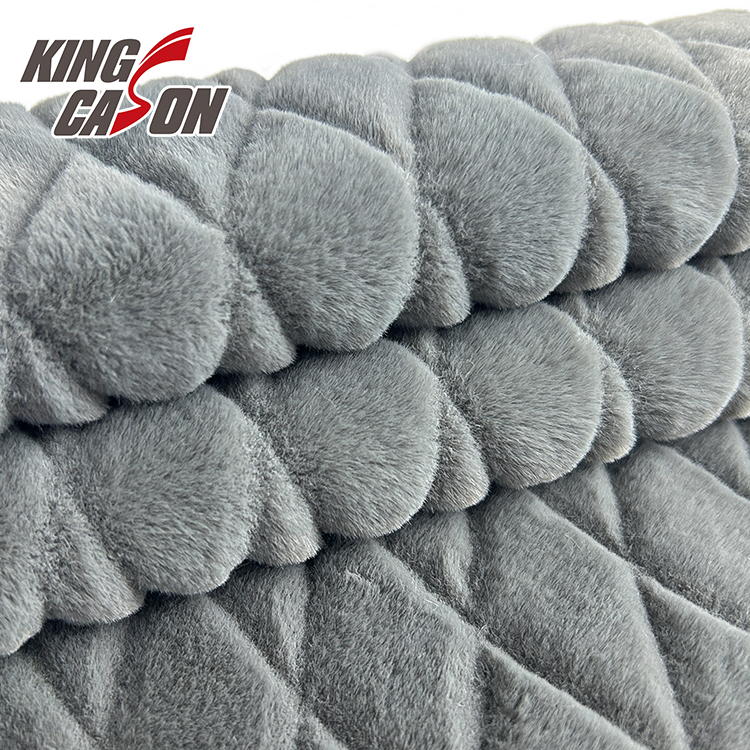 Kingcason Grey Jacquard Rabbit Faux Fur Fabric
