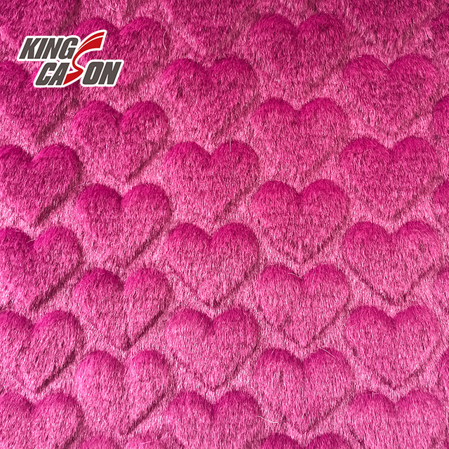 Kingcason Plain Pink Heart Carving Faux Fur Fabric