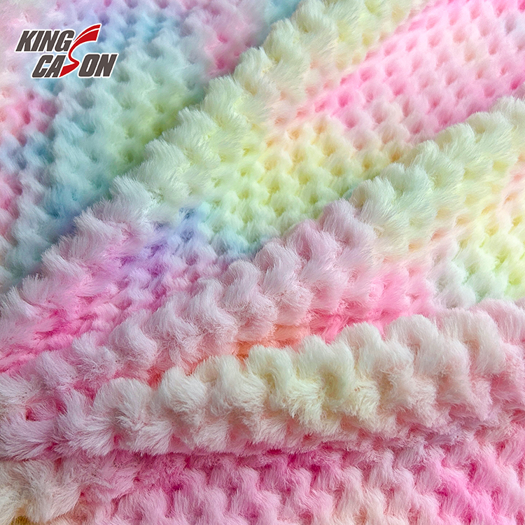 Kingcason Rainbow Tie Dyeing 5mm Jacquard Rabbit Faux Fur