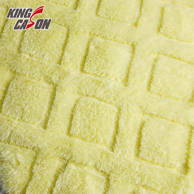 Kingcason Yellow Carving Faux Rabbit Fur Fabric