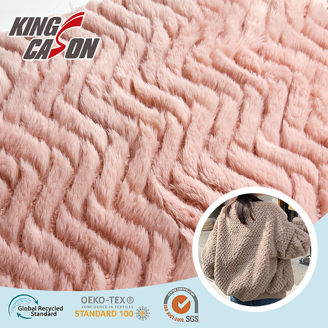 Kingcason Pink Spray Rabbit Faux Fur Fabric