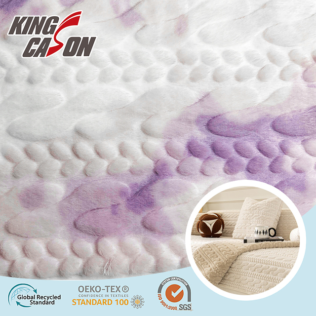 Kingcason Purple Dyeing Twist Pattern Faux Fur Fabric