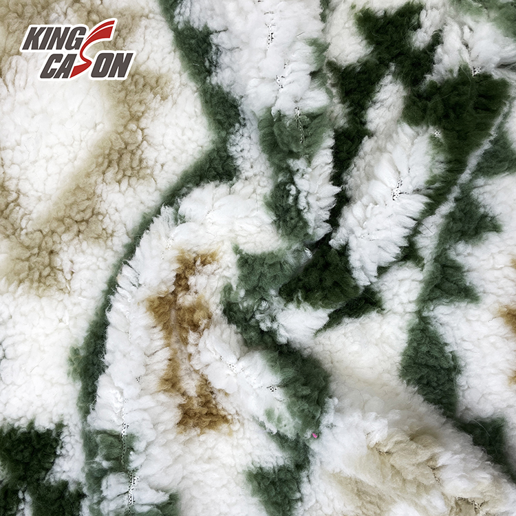 One Side Printed Polyester Sherpa Fleece Fabric 