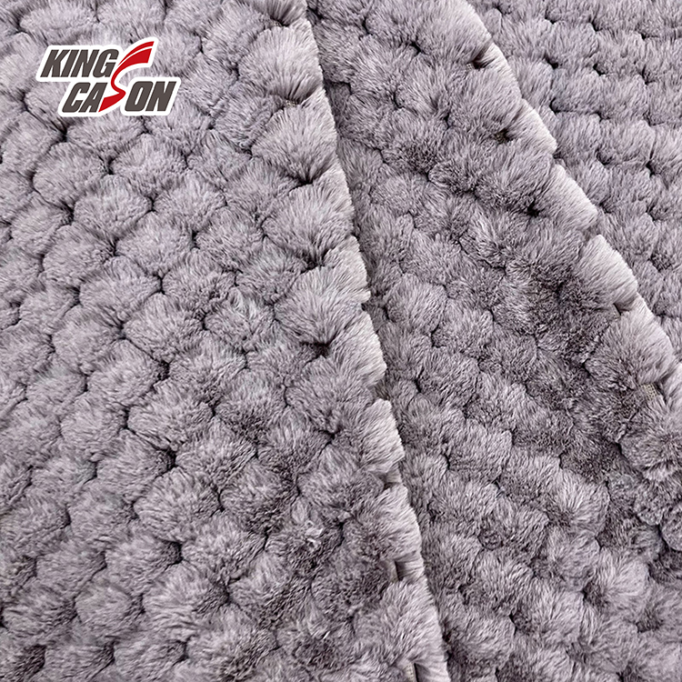 Kingcason Grey Jacquard Plush Fabric