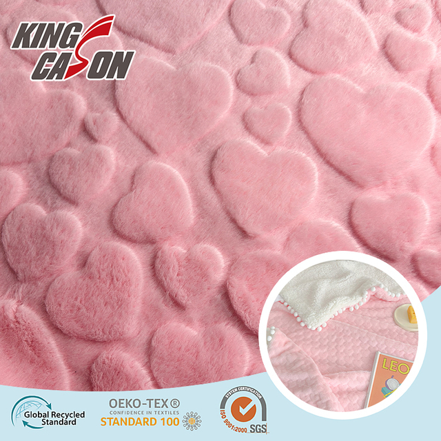 Kingcason Pink Loving 3d Emboss Rabbit Faux Fur Fabric