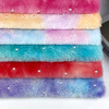Tie-dye Embroidered Beads Faux Fur Fabric