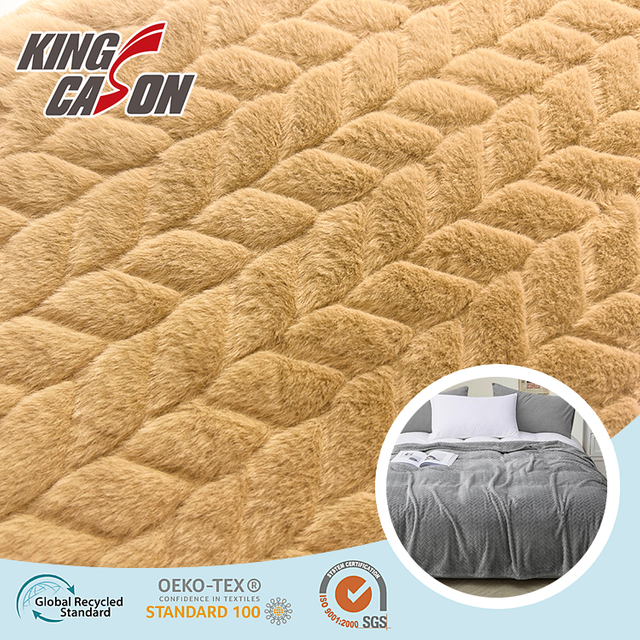 Kingcason Camel Twist Jacquard Faux Fur Fabric