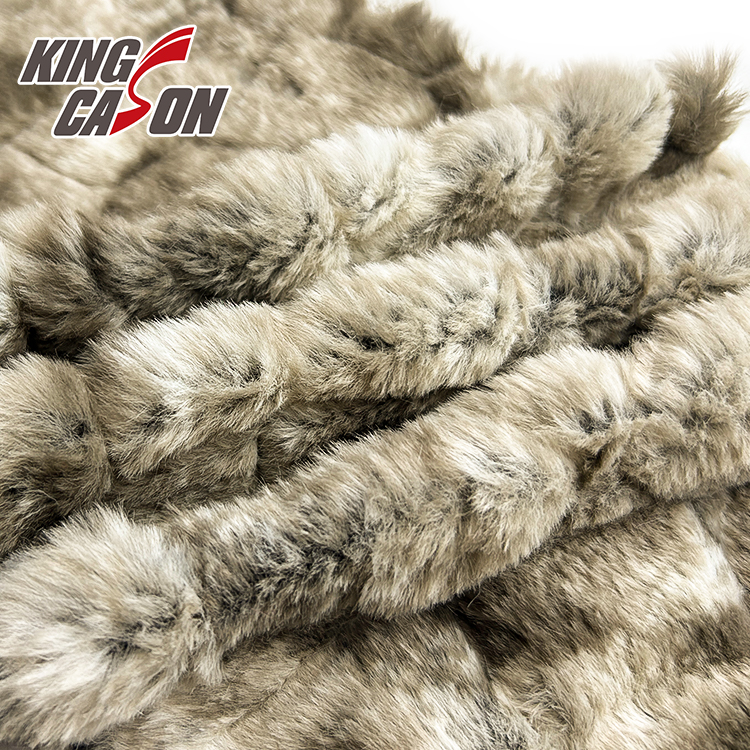 Kingcason Fashion Brown Back Printing 1cm Rabbit Fake Fur Fabric