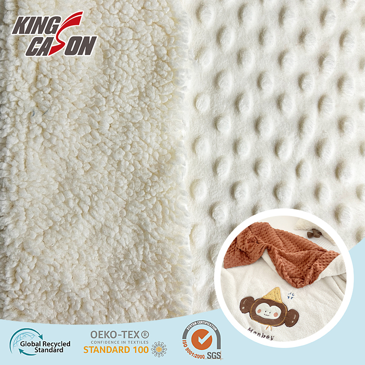 Kingcason Minky Dot Thermal Sherpa Bonded Fleece Fabric