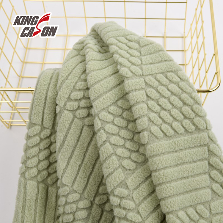 Kingcason Embossed Stripe Faux Rabbit Fur Fabric