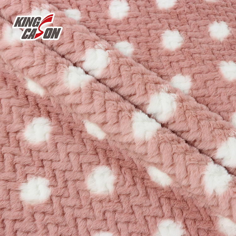 Kingcason Dot Printing Embossed Faux Fur Fabric
