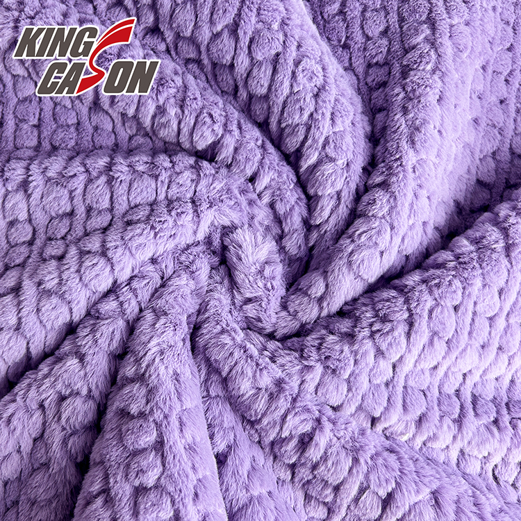 Kingcason Purple Jacquard Rabbit Faux Fur Fabric