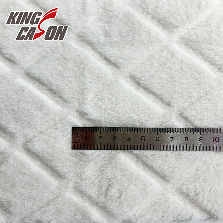 Kingcason White Diamond 3D Embossed Rabbit Faux Fur Fabric