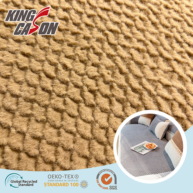 Kingcason New Fashion Brown Fish-scale Pattern Faux Fur Fabric