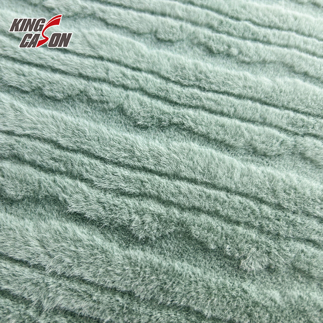 Kingcason Green Carving Blanket Rabbit Faux Fur Fabric