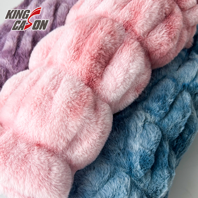 Kingcason Luxury Bubble Tie Dyeing Fake Rabbit Fur