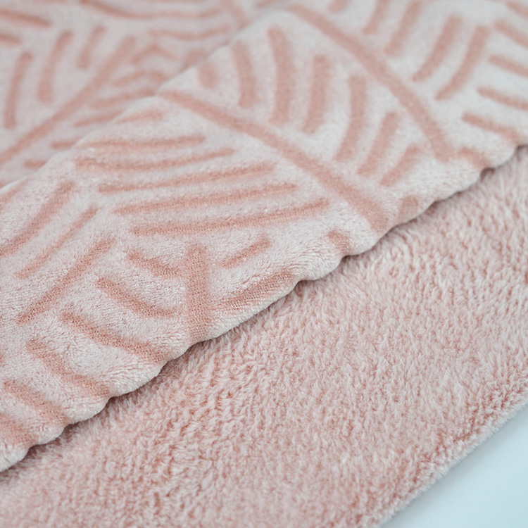 Pink Carving Flannel Fleece Fabric