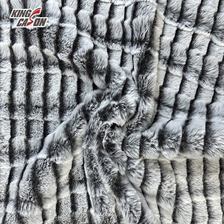 One Side Stripe Fuzzy Fluffy Faux Fur Fabric