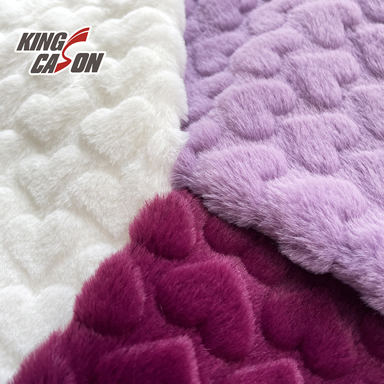 Kingcason Plain Purple Heart Carving Faux Fur Fabric