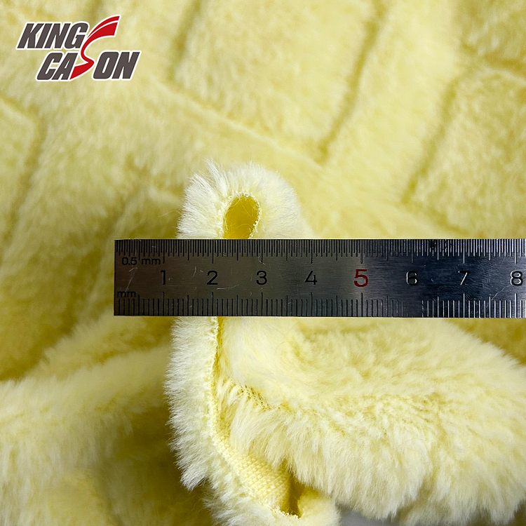 Kingcason Yellow Carving Faux Rabbit Fur Fabric