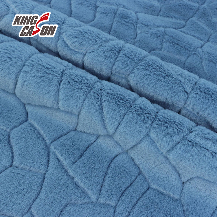 Kingcason Custom Colors Embossed Rabbit Fake Fur Fabric