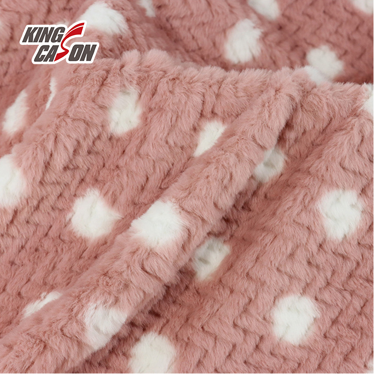 Kingcason Dot Printing Embossed Faux Fur Fabric
