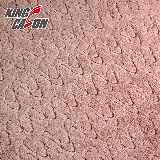 Kingcason Pink Geometric Jacquard Rabbit Faux Fur Fabric