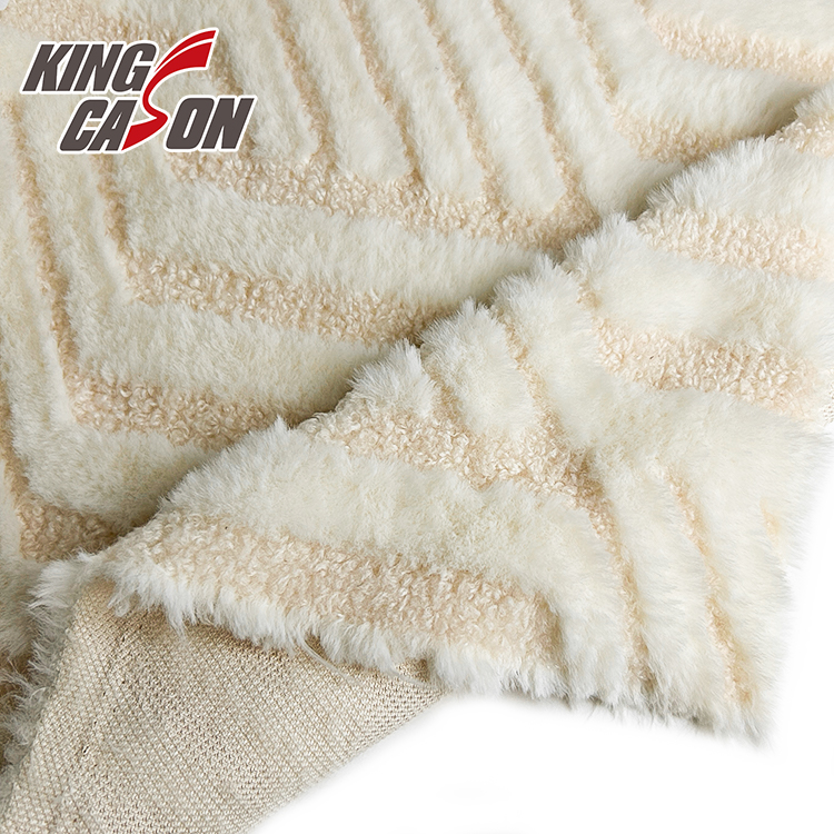 Kingcason White Sherpa Jacquard Faux Fur Fabric