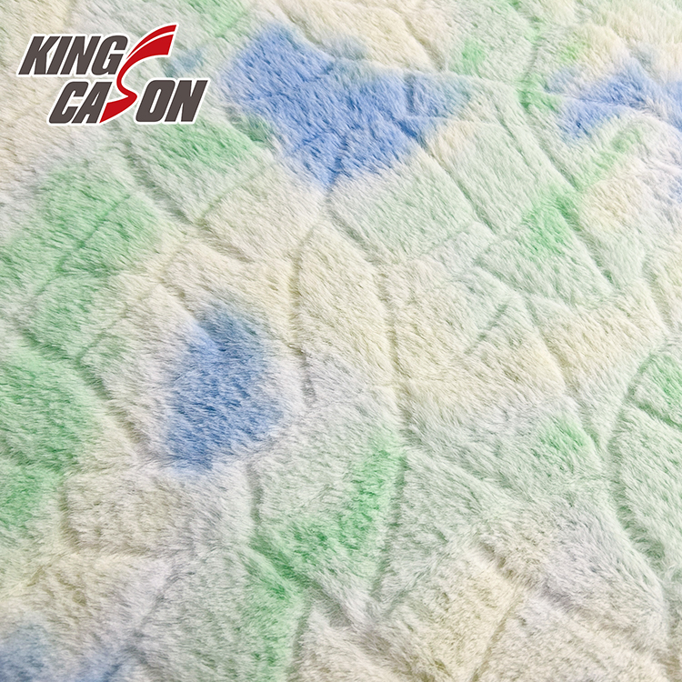Kingcason Tie Dye Jacquard Rabbit Faux Fur Fabric