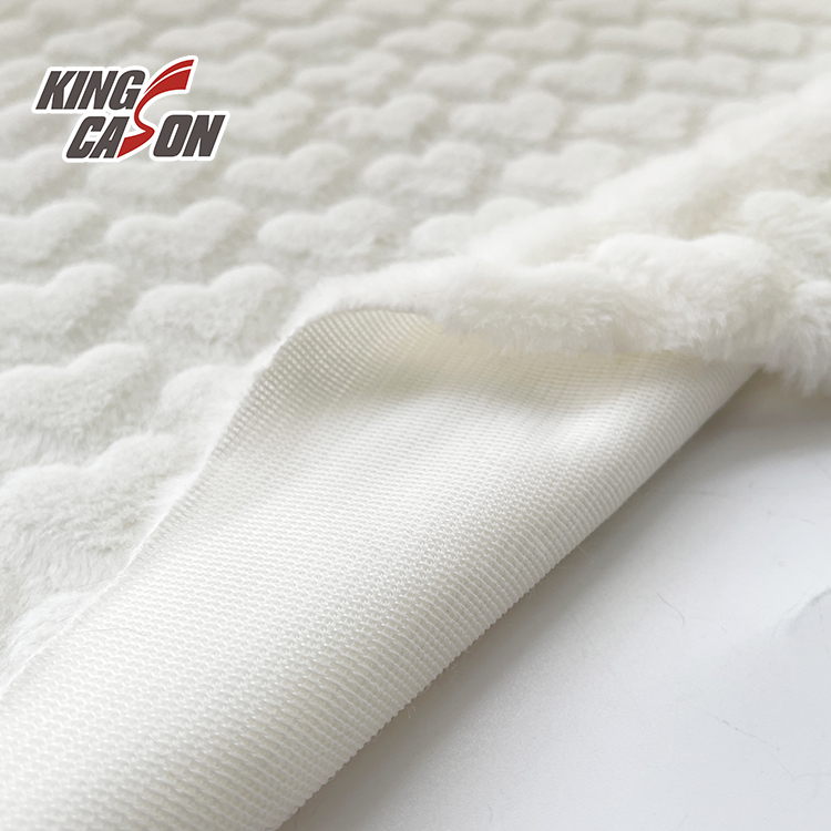 Kingcason Plain White Heart Carving Faux Fur Fabric